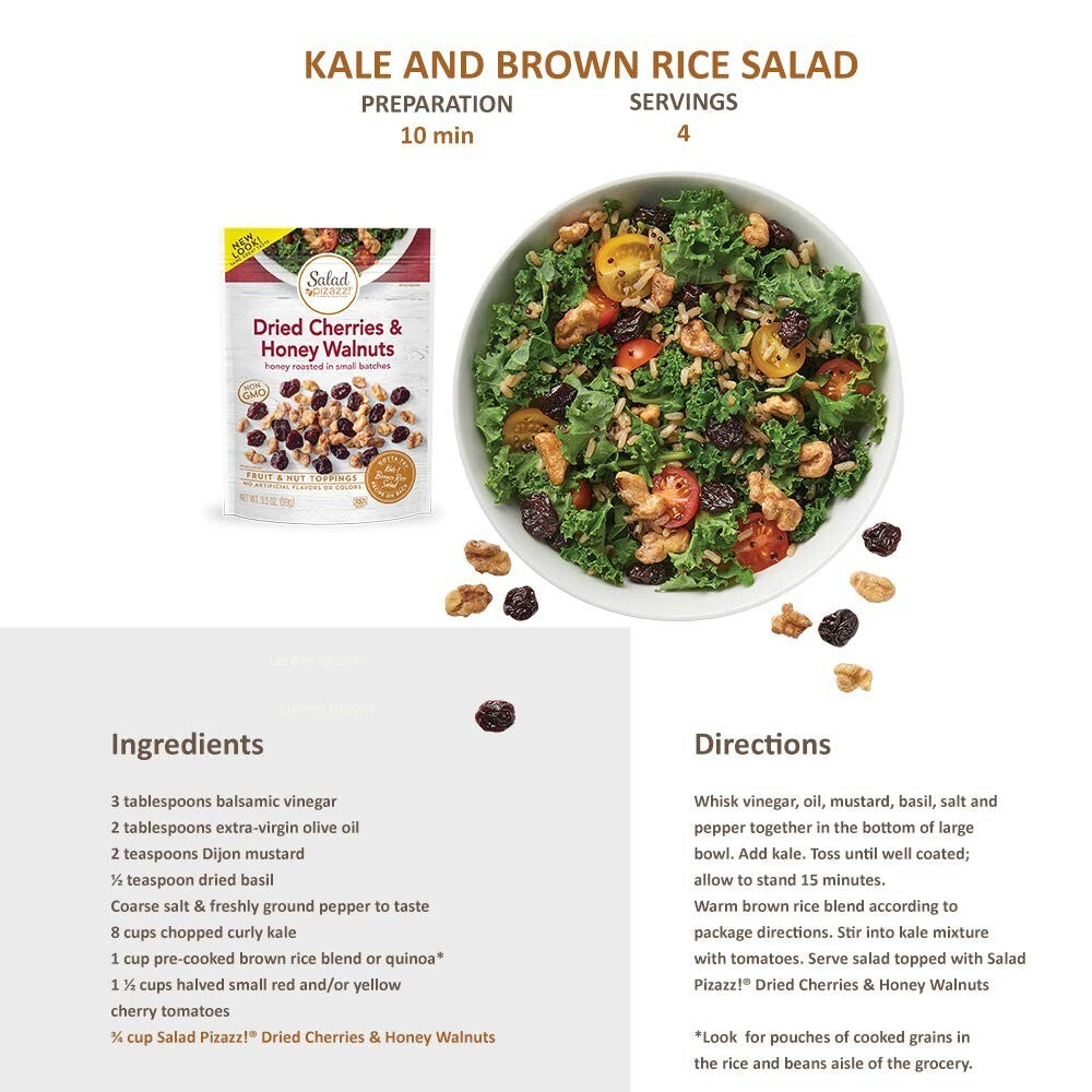 Delicious Salad Pizzazz! Pack of 12 Resealable Bags of Dried Cherries & Walnuts