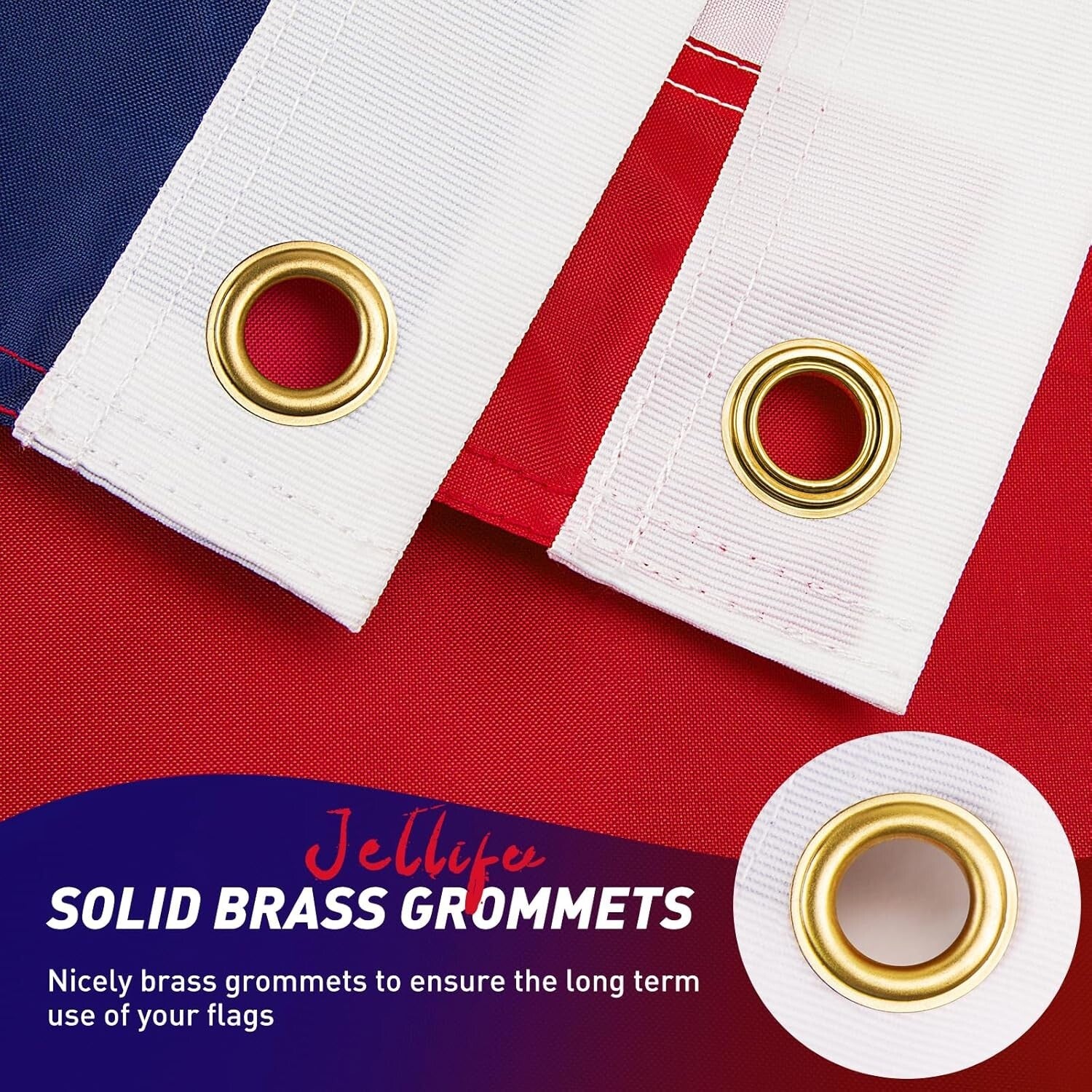 Premium 10x15 Polyester American Flag with Embroidered Stars and Brass Grommets