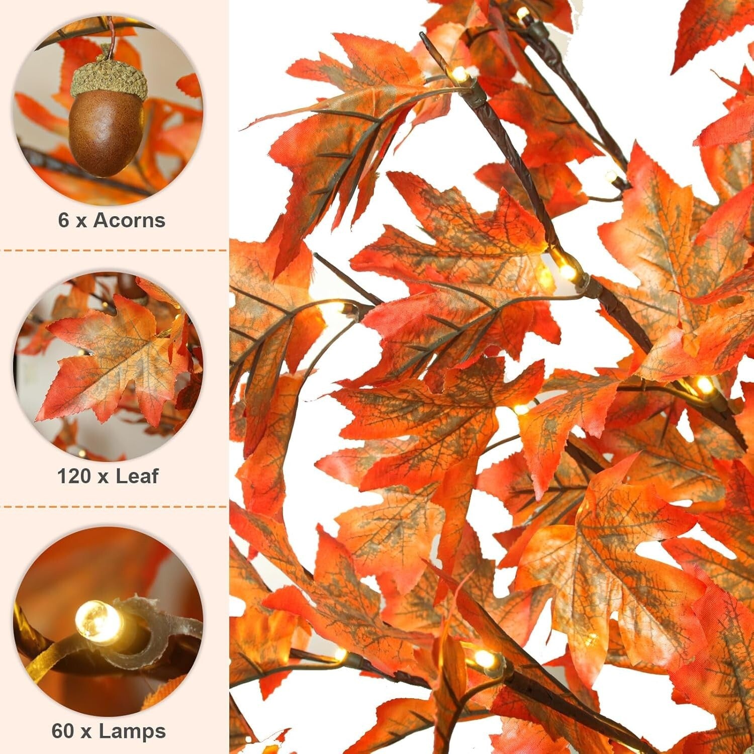 4FT Lighted Maple Trees - 8 Modes, 2 Pack Indoor/Outdoor Thanksgiving Decor