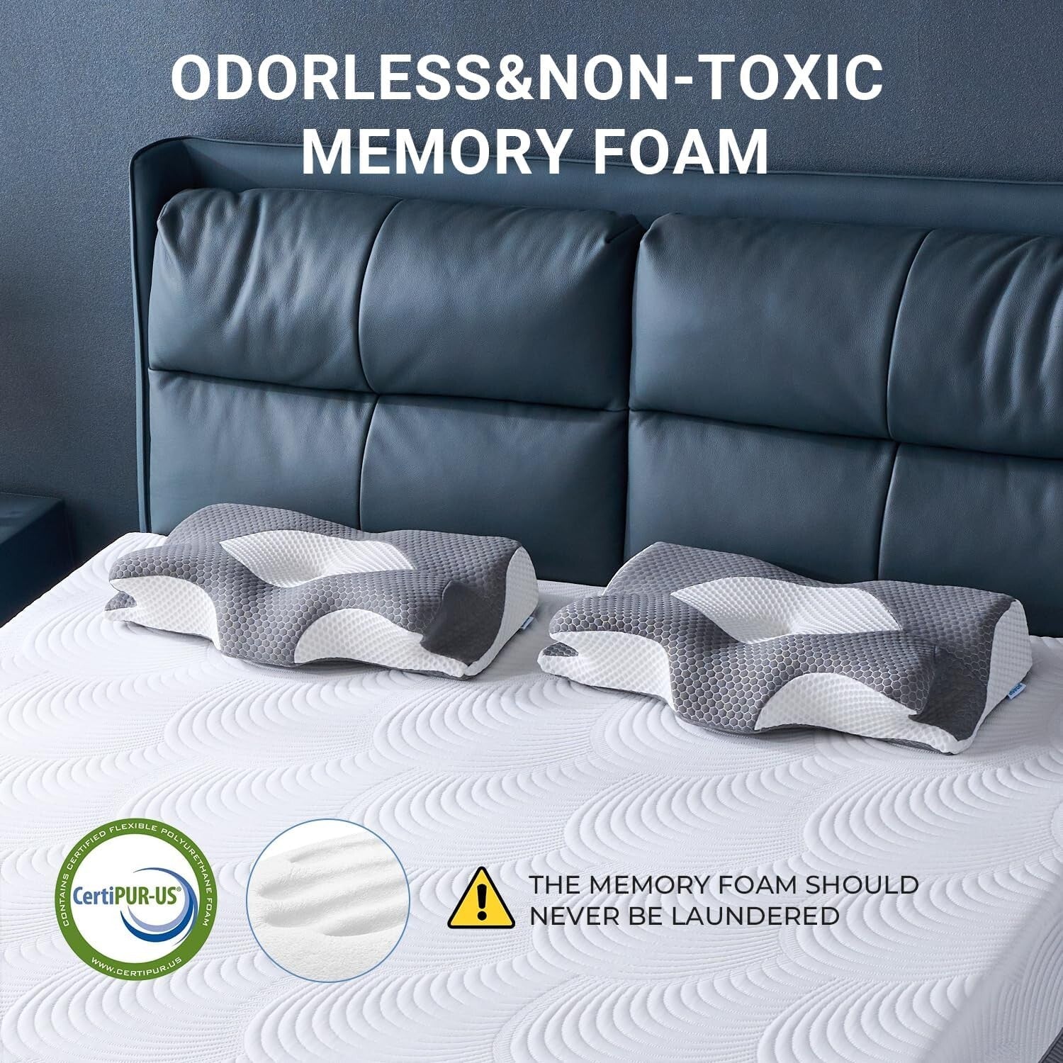 Breathable Removable Cover Memory Foam Pillow - Soft & Supportive Sleep Comfort
