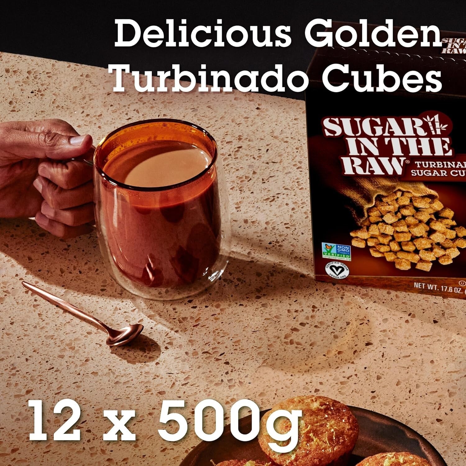 Turbinado Cane Sugar Cubes - Pure Natural Sweetener for Coffee & Tea, 25-Count