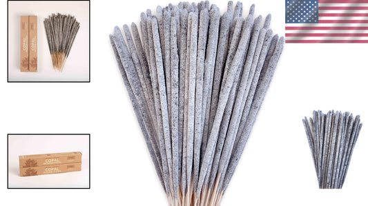 Artisan-Made White Copal Incense Sticks for Meditation - 80 Sticks, 12"