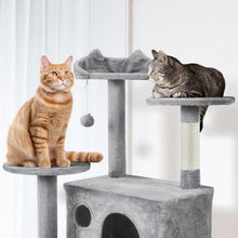 Load image into Gallery viewer, 80in Tall Multi-Level Cat Tree with Scratching Posts &amp; Double Caves - Light Gray