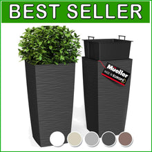 Load image into Gallery viewer, Elegant Tall Resin Planters - 27.5” Dark Grey Pots for Indoor &amp; Outdoor Use
