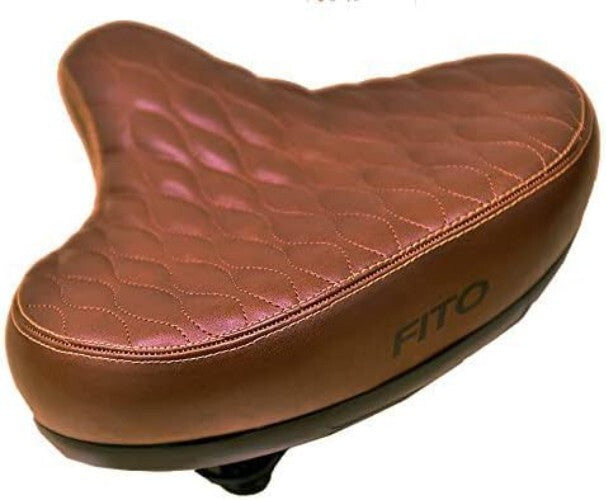 Stylish Faux Leather Beach Cruiser Saddle with Spring Cushioning - Black & White