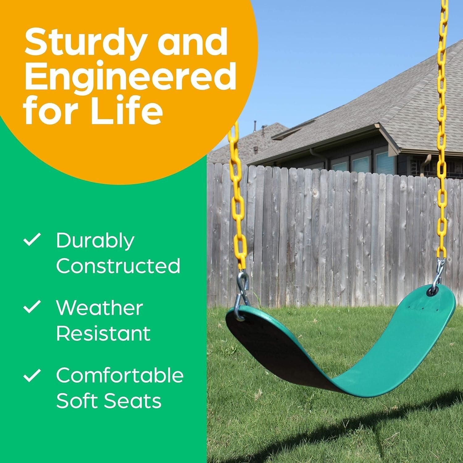 Weather-Resistant Green Swing Replacement Kit for Kids - 300 lbs Capacity