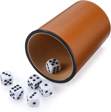 Load image into Gallery viewer, Quiet Felt-Lined Leather Dice Cups with Exclusive Storage - 2 Pack in Orange