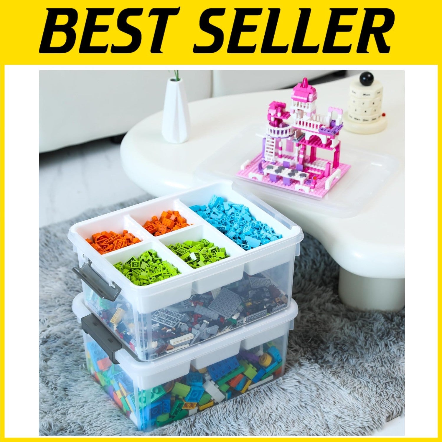 2 Pack Stackable 17 Quart Craft Storage Box with Latching Lid and Removable Tray