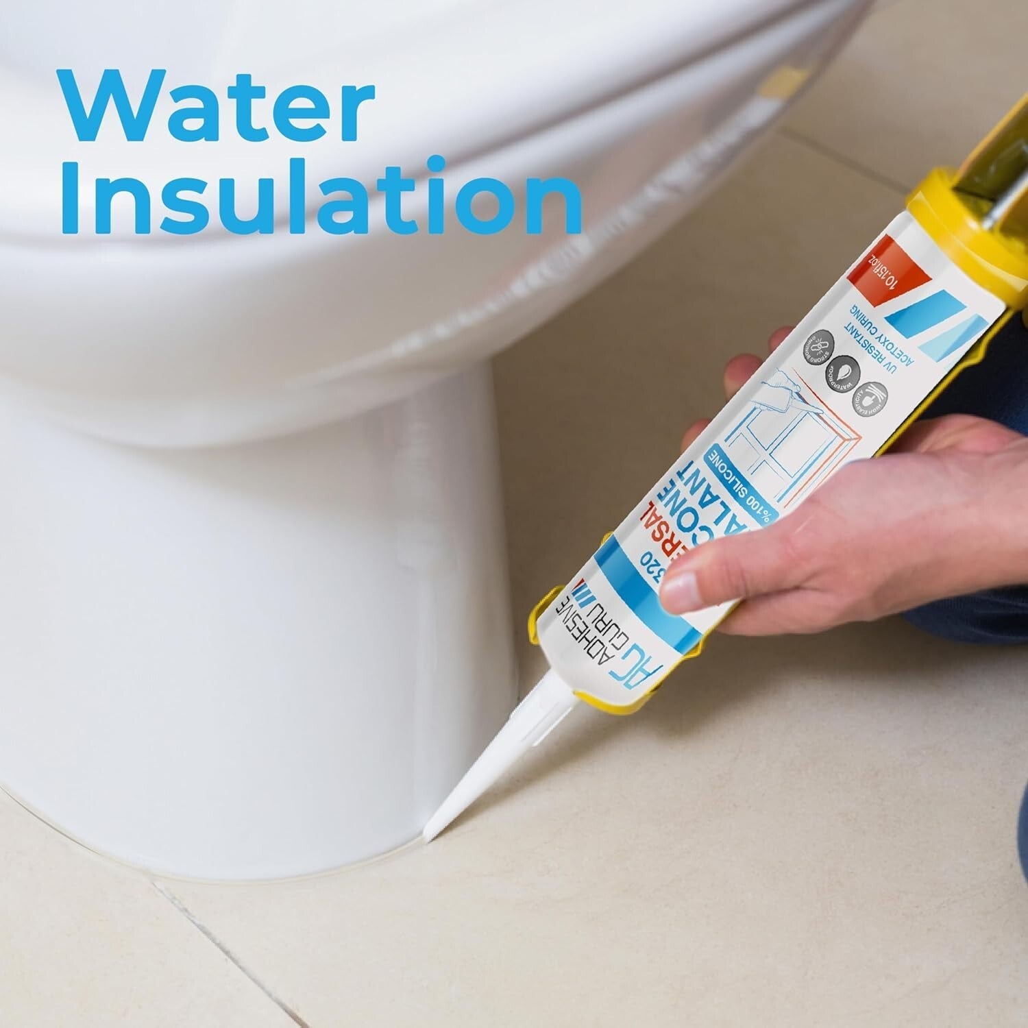 100% Silicone Clear Caulk Sealant - Weatherproof Adhesive for Indoor & Outdoor