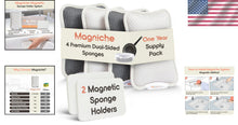 Load image into Gallery viewer, 3-in-1 Magnetic Sponge Holder &amp; Dual-Sided Dish Sponges - Kitchen Cleaner Set