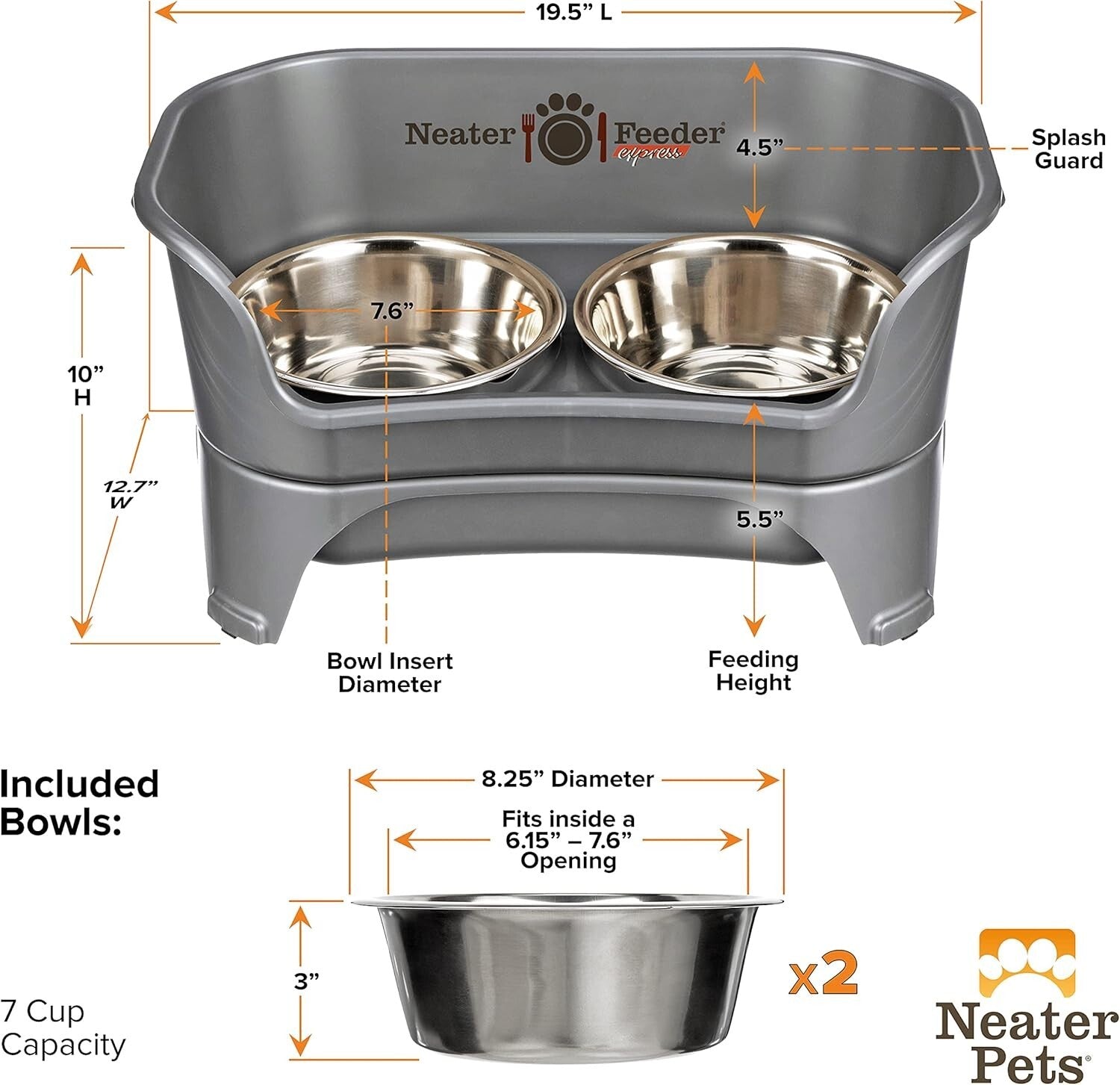 Stainless Steel Dog Bowl with Stand - Mess-Proof & Easy Clean for Large Dogs