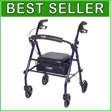Load image into Gallery viewer, Portable Steel Rollator Walker with Seat and Locking Wheels - Ideal for Seniors