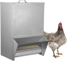 Load image into Gallery viewer, Durable Metallic Poultry Feeder: 50LB Capacity - Ideal for Grit and Oyster Shell