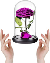 Load image into Gallery viewer, Unique Indoor Decor: Handmade Purple Rose in Glass Dome - Perfect Gift Option