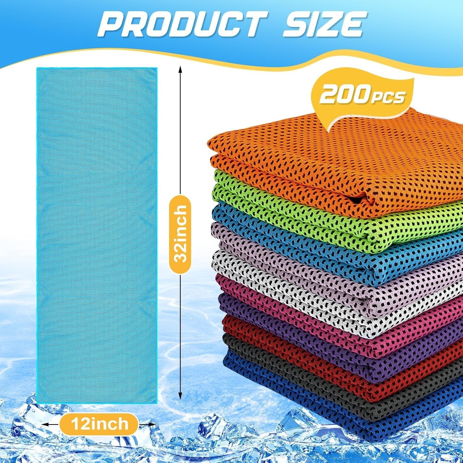 Quick-Dry Microfiber Cooling Towels Bulk - 200 Pack for Sports and Fitness