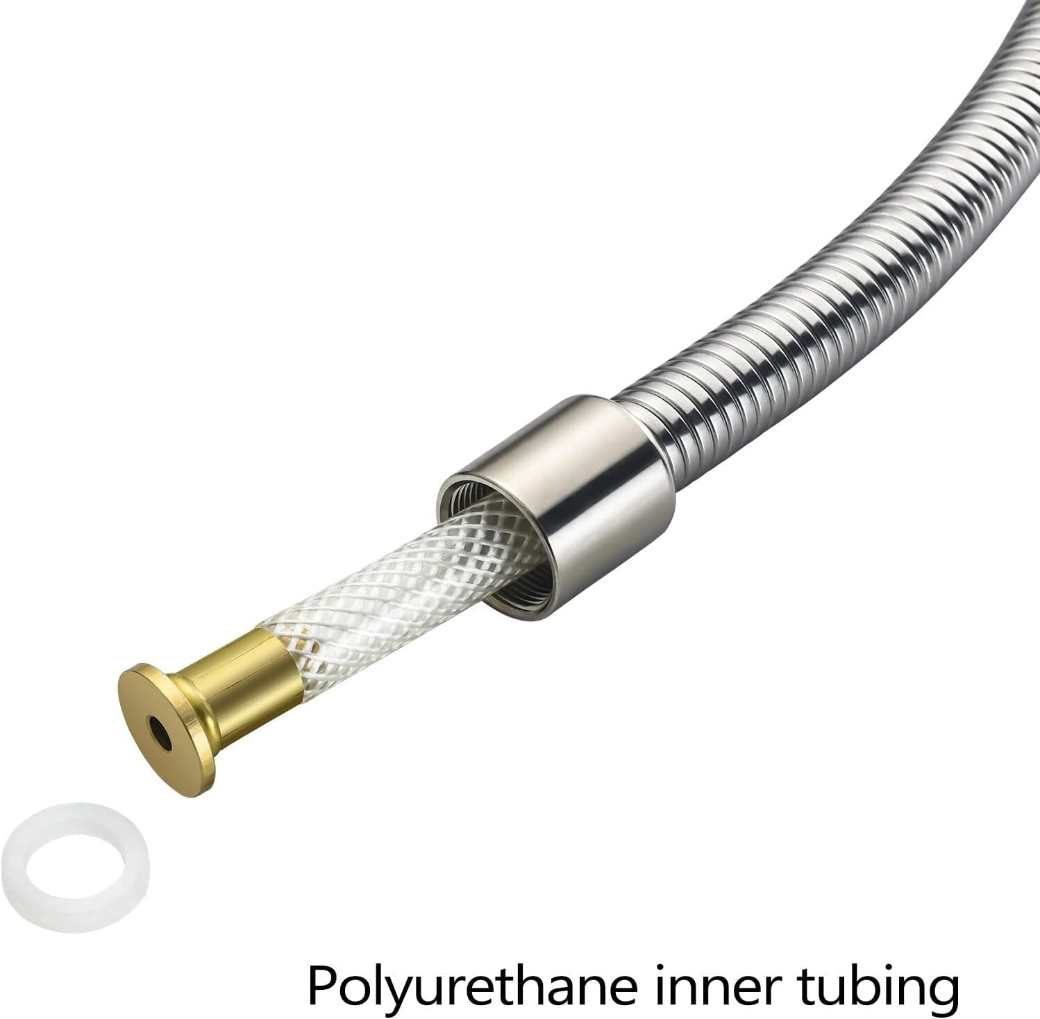 Commercial Grade 44” Stainless Steel Pre-Rinse Hose with Chrome & Brass Fittings