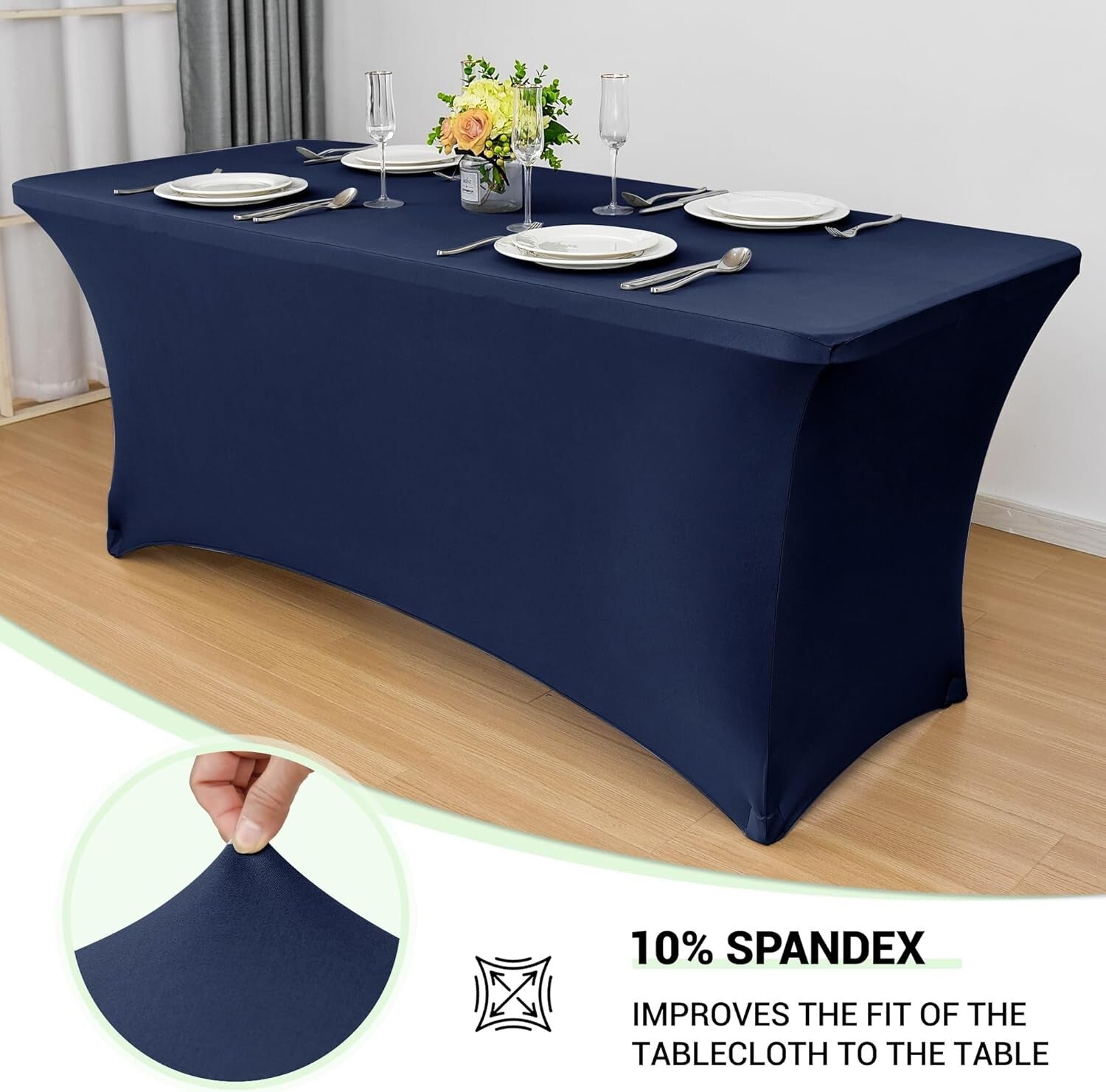 Universal 6ft Spandex Table Covers - 6 Pack for Banquets, Weddings, & Parties
