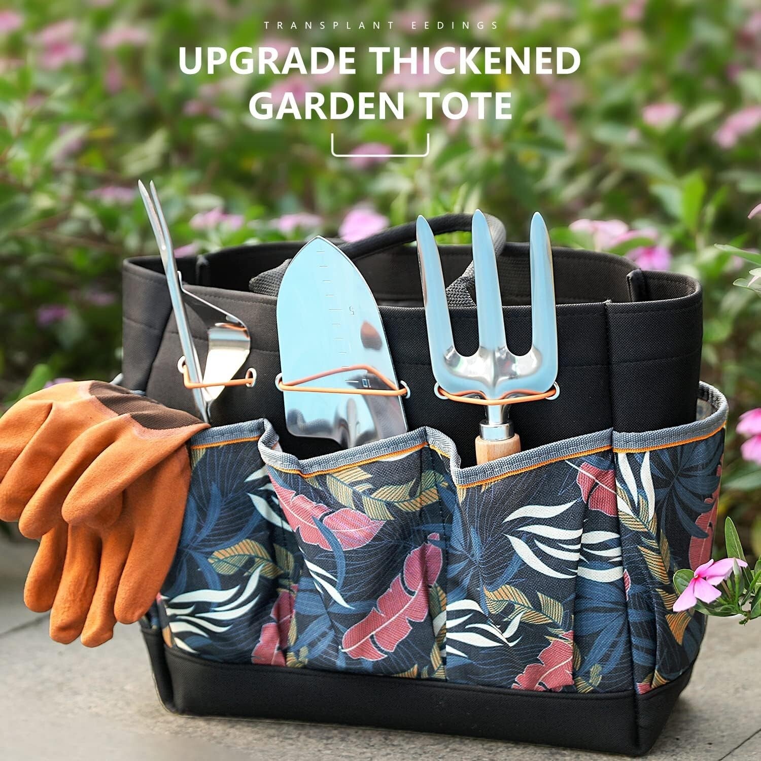 9-Piece Heavy-Duty Gardening Tools Set with Stylish Tote Bag - Ideal Gift for...
