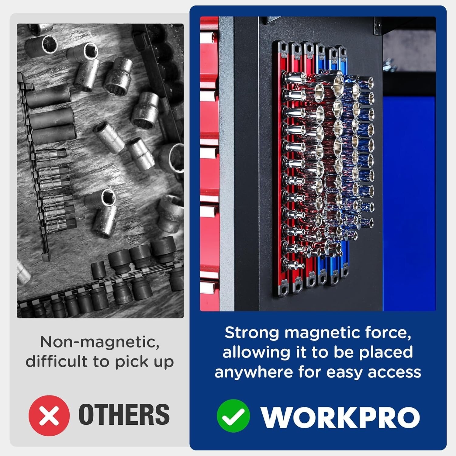 Durable 6-Piece Magnetic Socket Organizer with Easy Access Clips - 13.2 Inches