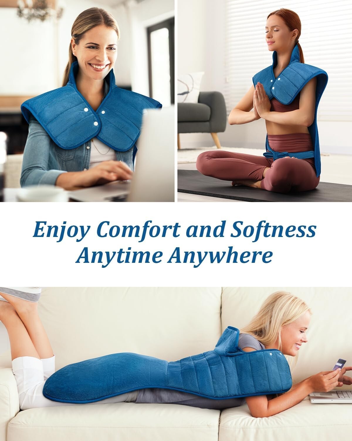 6 Heat Settings & Plush Weighted Heating Pad - Perfect for Ultimate Relaxation