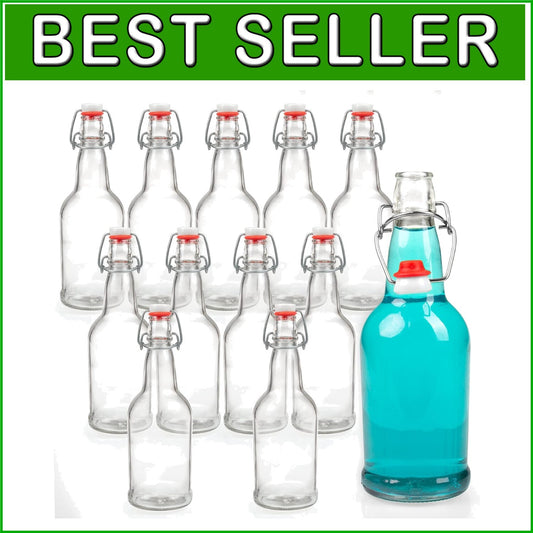 Heavy-Duty 16 oz Clear Swing Top Glass Bottles - Ideal for DIY Brewing Projects