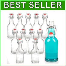 Load image into Gallery viewer, Heavy-Duty 16 oz Clear Swing Top Glass Bottles - Ideal for DIY Brewing Projects