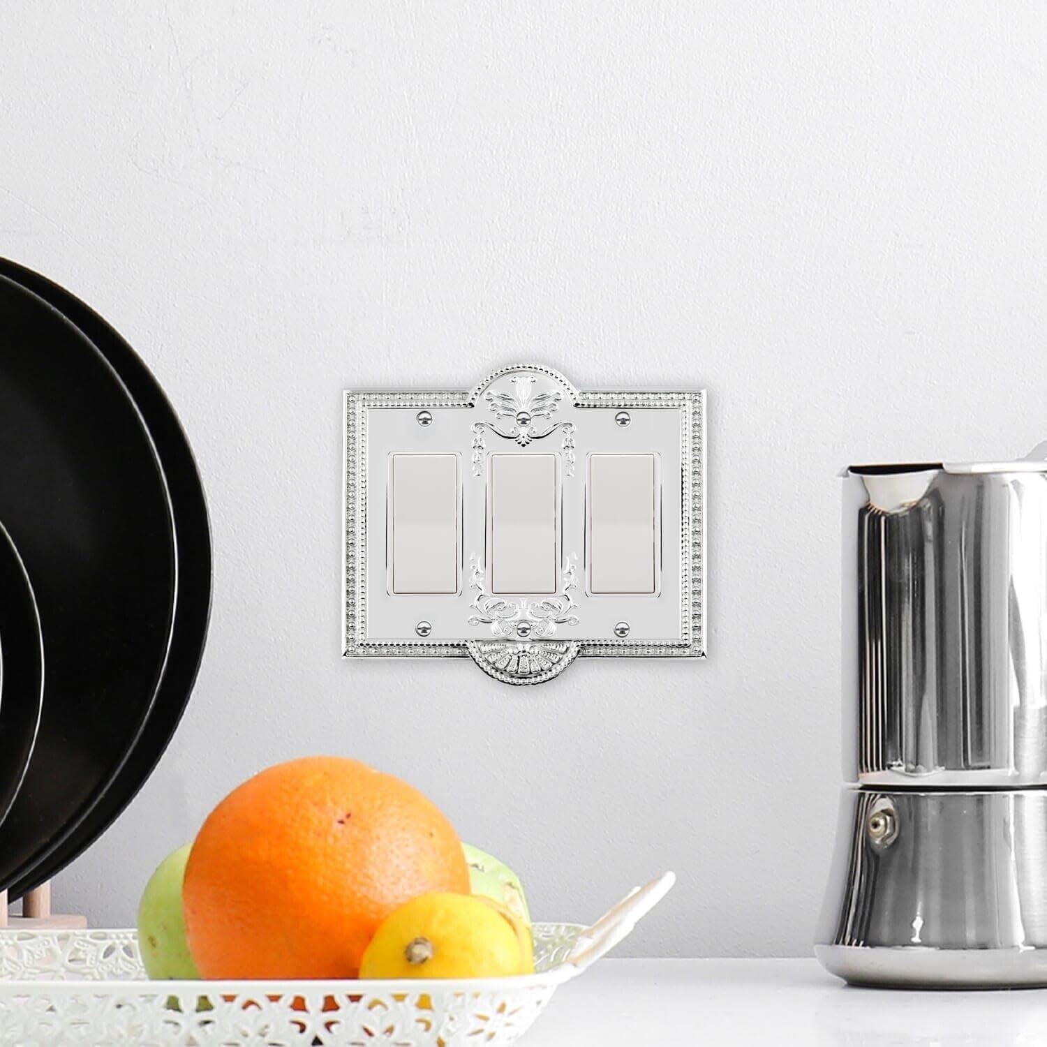 Antique Brass Triple Rocker Light Switch Cover - Elegant Greek Revival Style