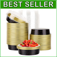 Load image into Gallery viewer, Dark Red Spot Round 4-Inch Aluminum Pans with Lids - Ideal for All Occasions