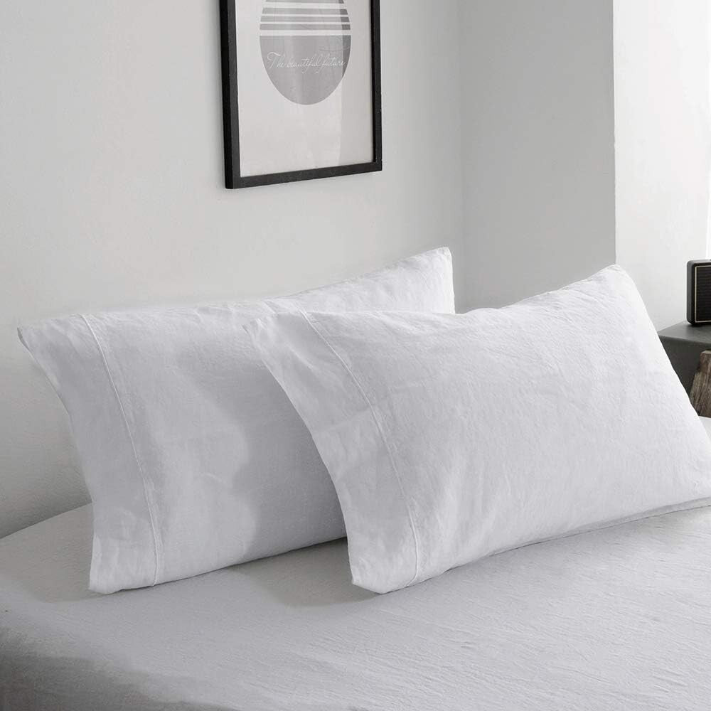 Breathable 100% French Linen King Pillowcases - Softer with Each Wash - Set of 2