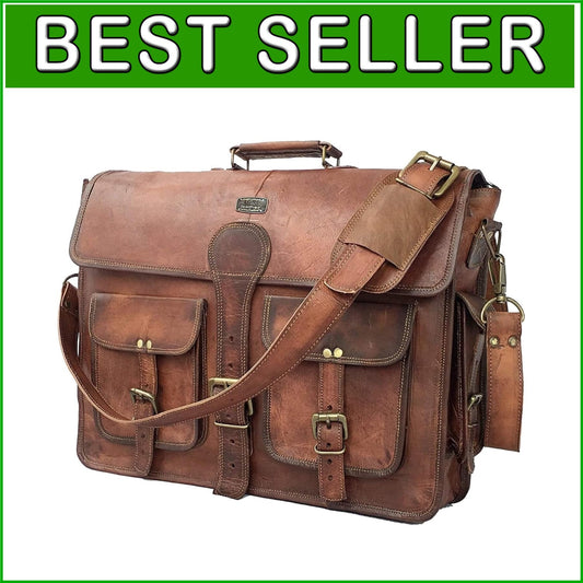 Crafted Leather Laptop Messenger with Vintage Appeal - 16 Inch Multi-Purpose Bag