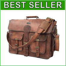 Load image into Gallery viewer, Crafted Leather Laptop Messenger with Vintage Appeal - 16 Inch Multi-Purpose Bag