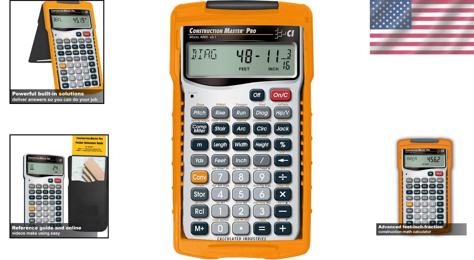 Professional Construction Math Calculator - Feet-Inch-Fraction Conversion Tool