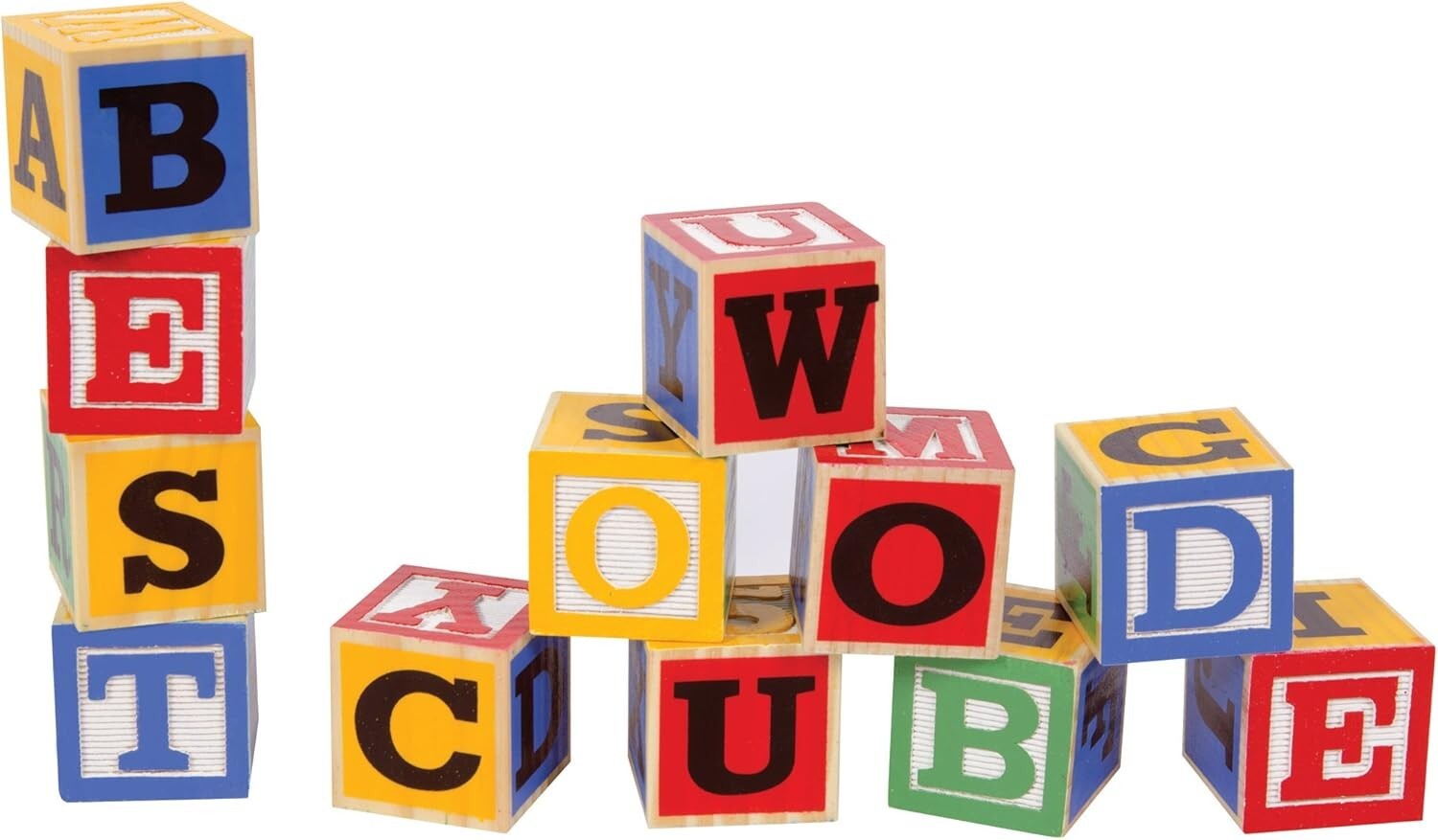 48-Piece Wooden ABC Blocks Set in Beautiful Storage Box - Heirloom Quality