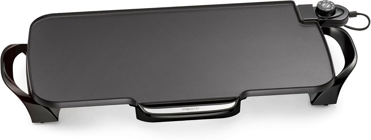 Durable 22-Inch Electric Griddle - Effortless Cleanup with Slide-Out Drip Tray