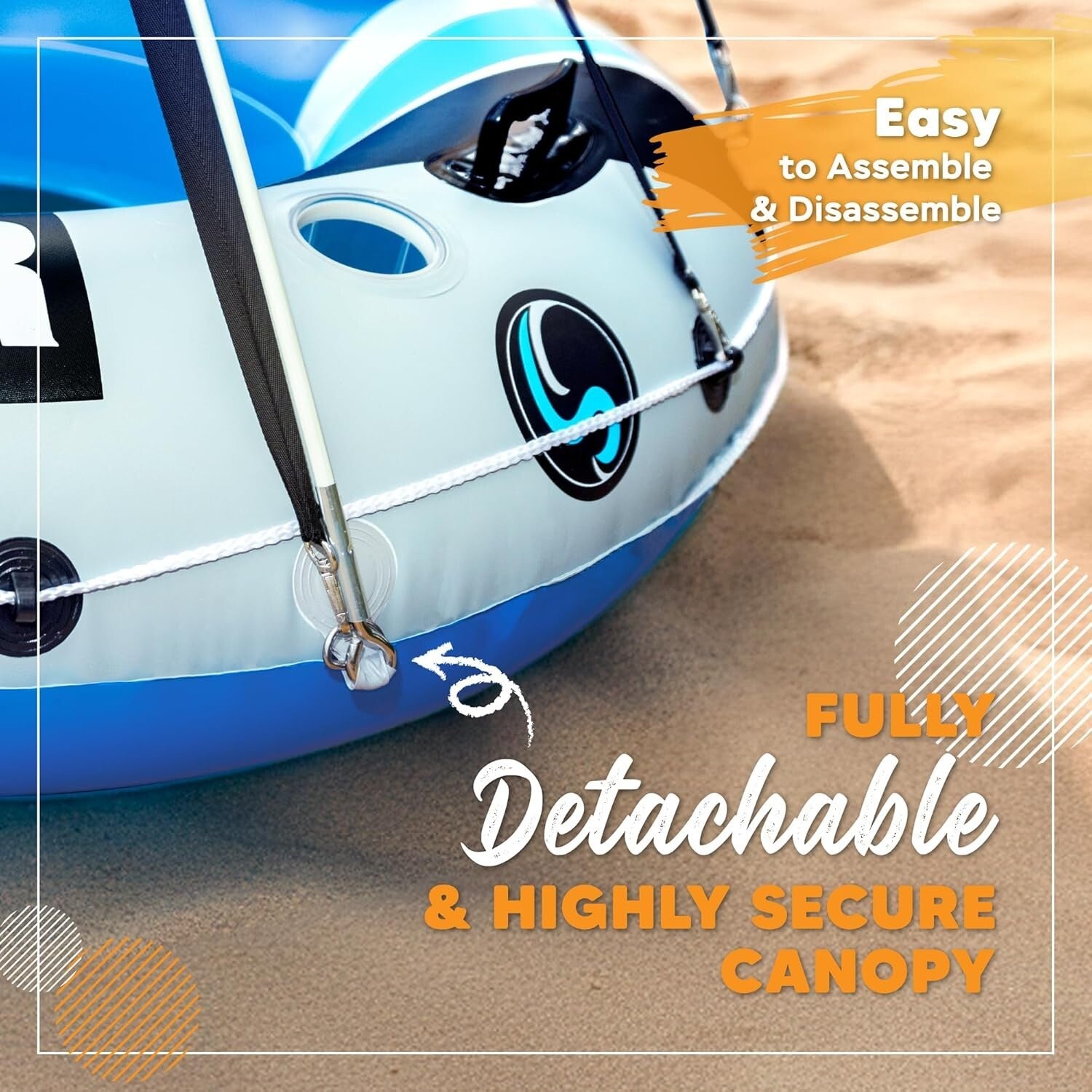 Expandable Comfort: Double Inflatable River Raft with Cooler & Sunshade Canopy