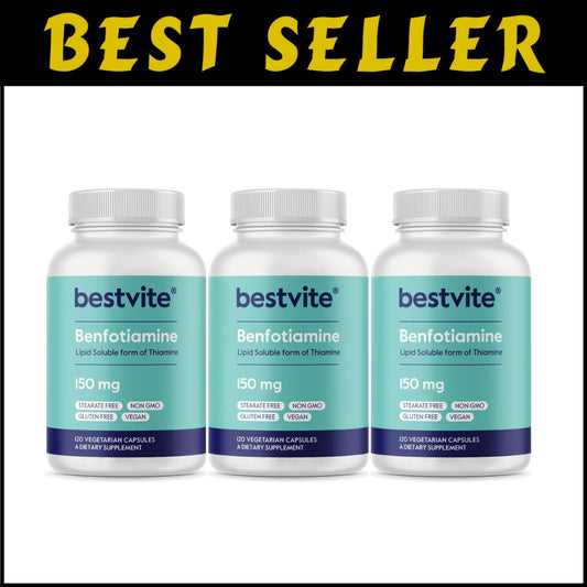 Bioavailable 150mg Benfotiamine Capsules - Vegan & NSF GMP Certified Formula