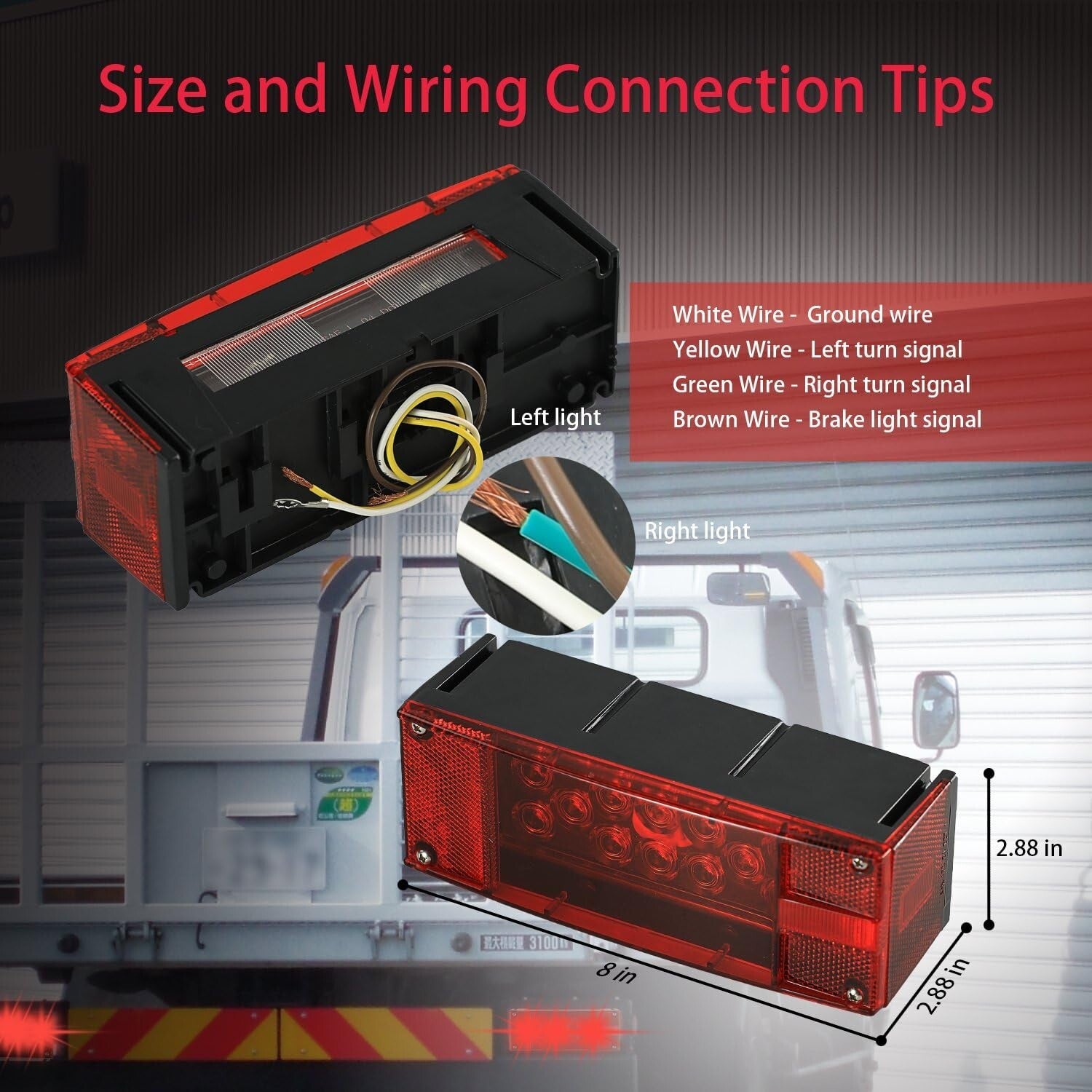 12V LED Waterproof Trailer Lights, Submersible Red Tail Lights for Boats & RVs