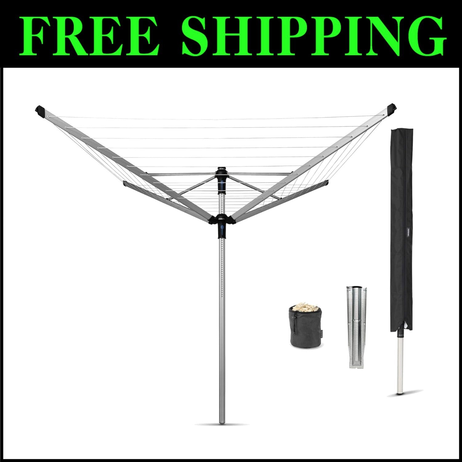 Versatile Folding Clothes Drying Rack with Clothespins and Protective Cover