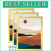 Load image into Gallery viewer, 3-Pack 18x24 Gold Frames - Lightweight, Scratch-Resistant with Modern Design