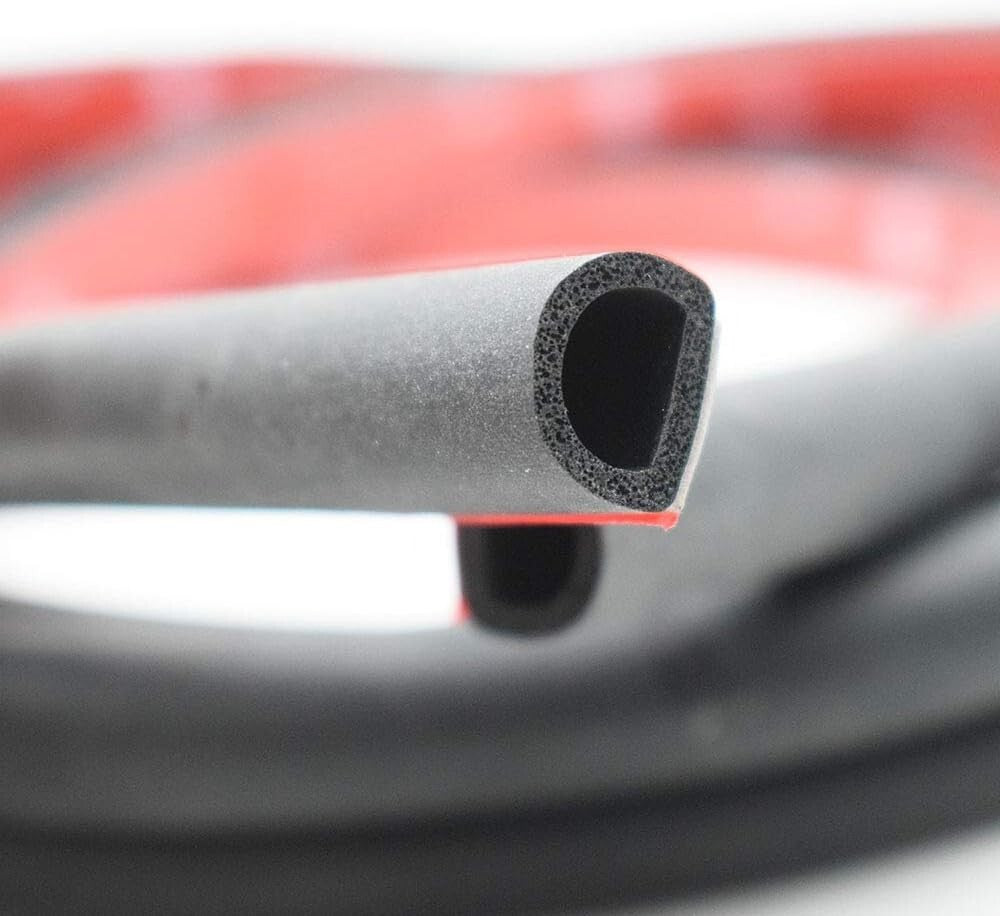 33FT EPDM Rubber D-Shaped Weather Stripping - Noise Insulation for Cars & Trucks