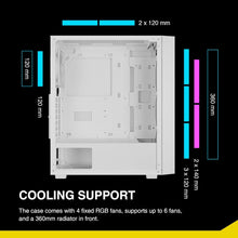 Load image into Gallery viewer, White Mid Tower Gaming PC Case with Tempered Glass &amp; 4 ARGB Fans - AURA GC2