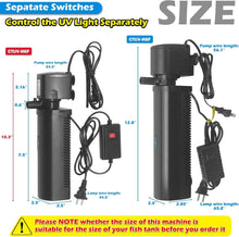 Load image into Gallery viewer, Powerful 5W U-V Internal Filter for Fish Tanks 20-75 Gallons - Fresh &amp; Saltwater