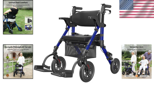 Premium Walker Wheelchair Combo with Enhanced Cushion and Adjustable Features