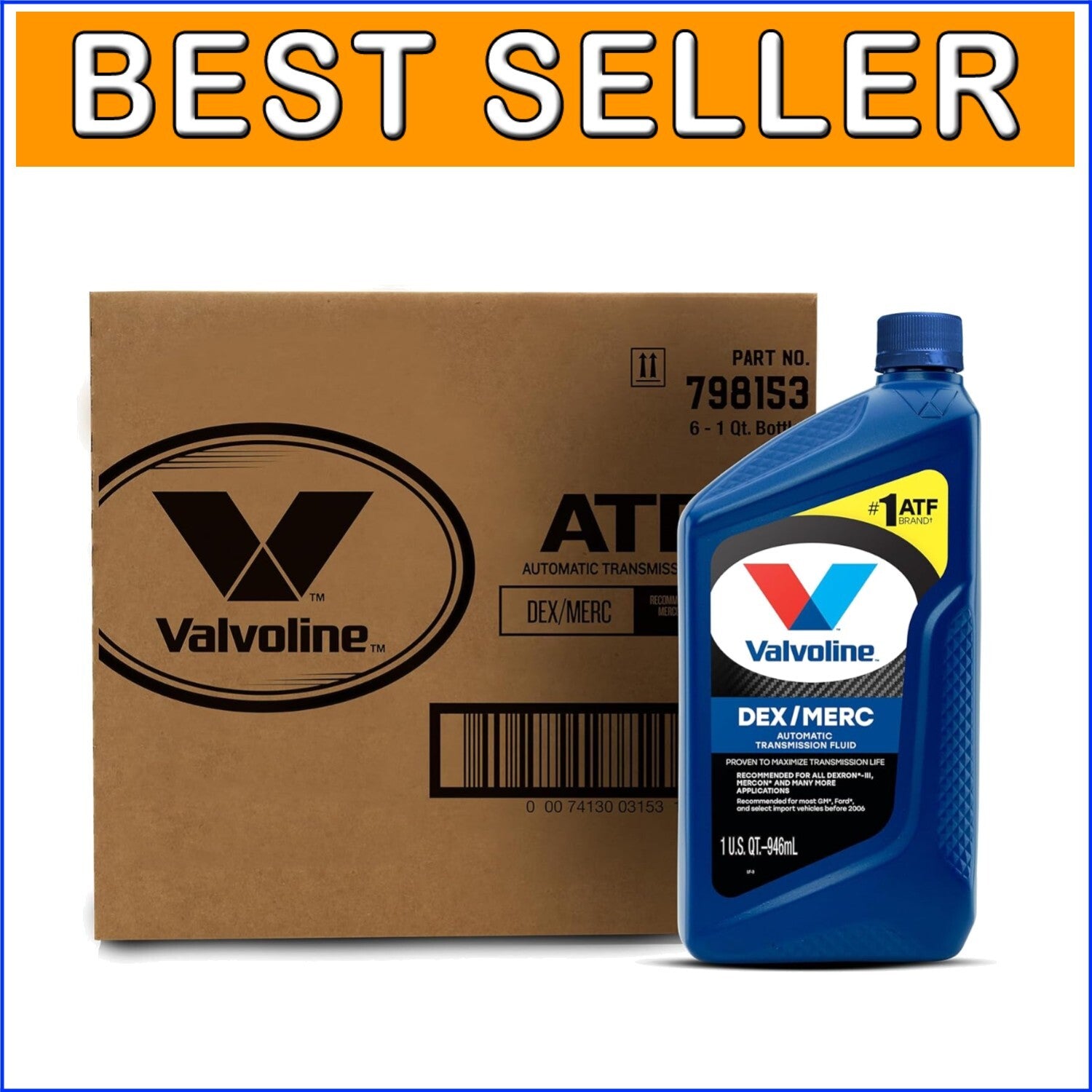1 QT DEX/MERC ATF Automatic Transmission Fluid, Pack of 6 for Smooth Performance
