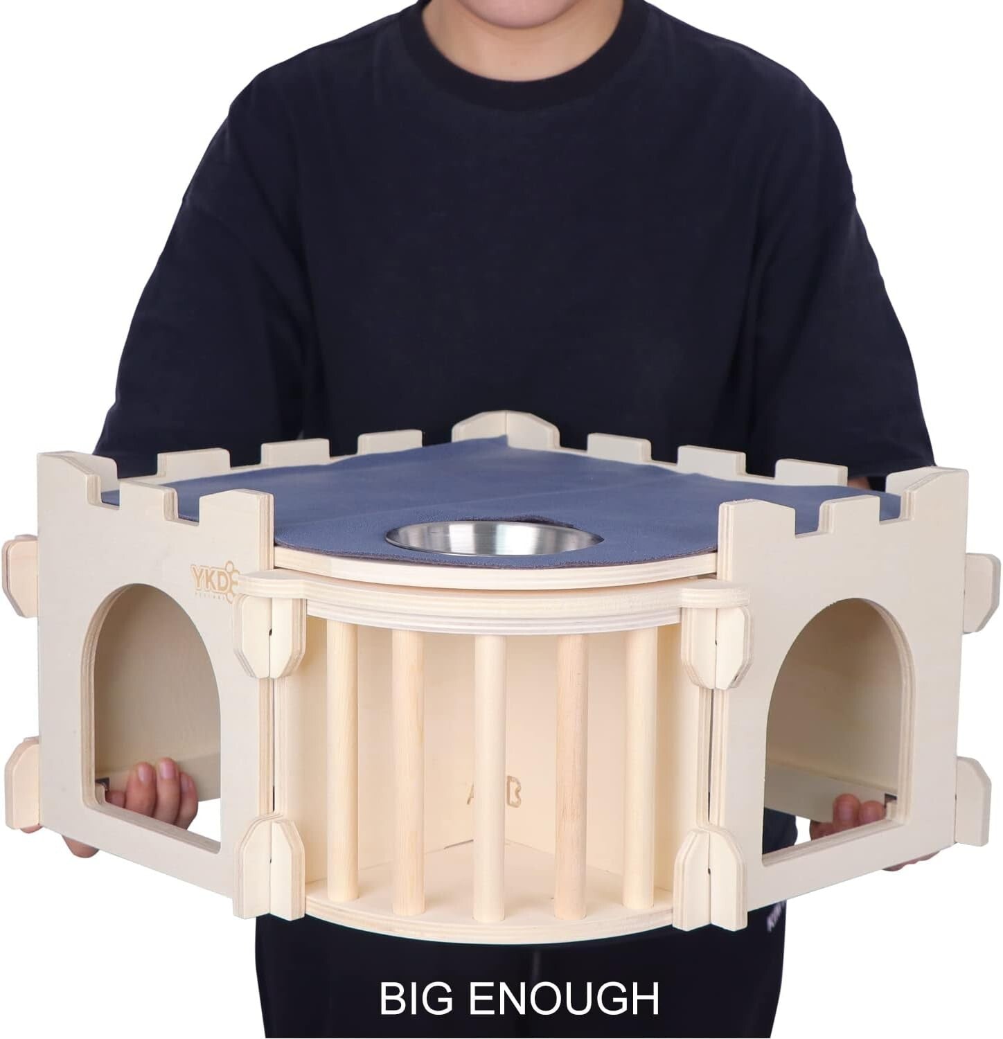 Extra Large Rabbit House with Ladder and Hay Feeder for Small Animal Comfort