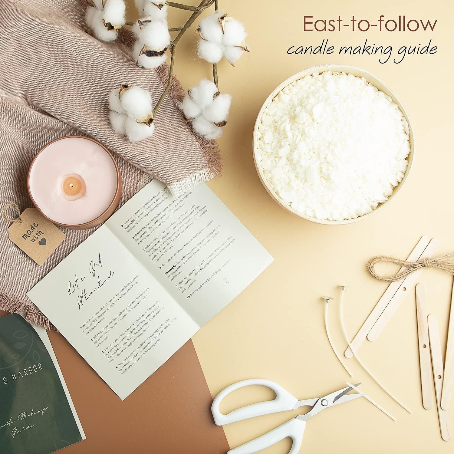 10 lb Natural Soy Wax Kit with Wicks, Stickers, & Fragrance for Beginners