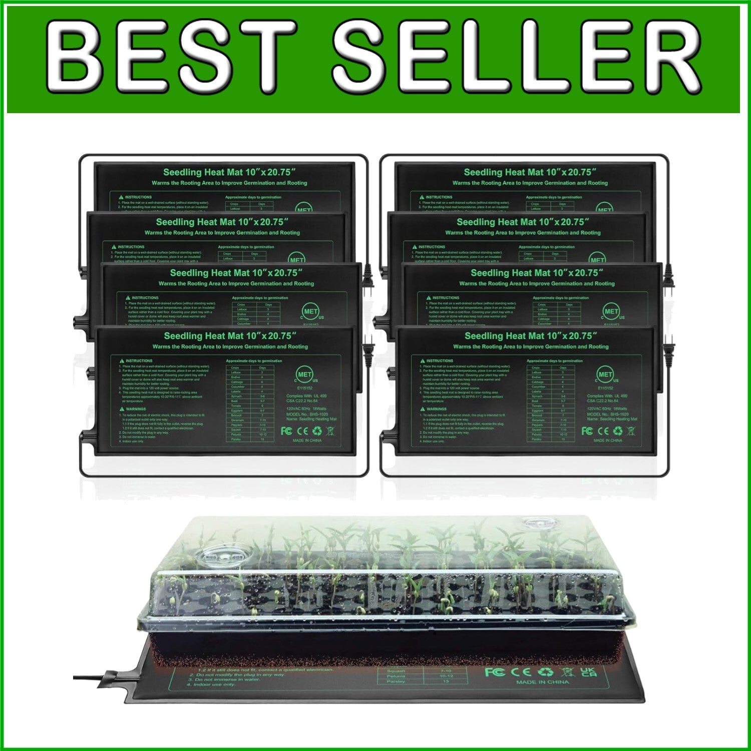 8-Pack Waterproof Plant Heating Pads - Energy Efficient for Seedling Success