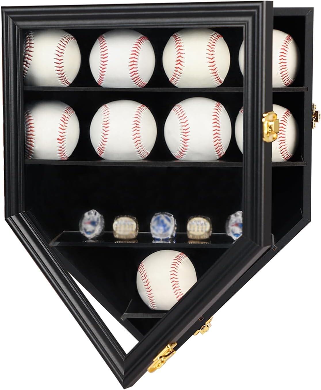 Stylish Baseball & Championship Ring Display Case with Detachable Partitions
