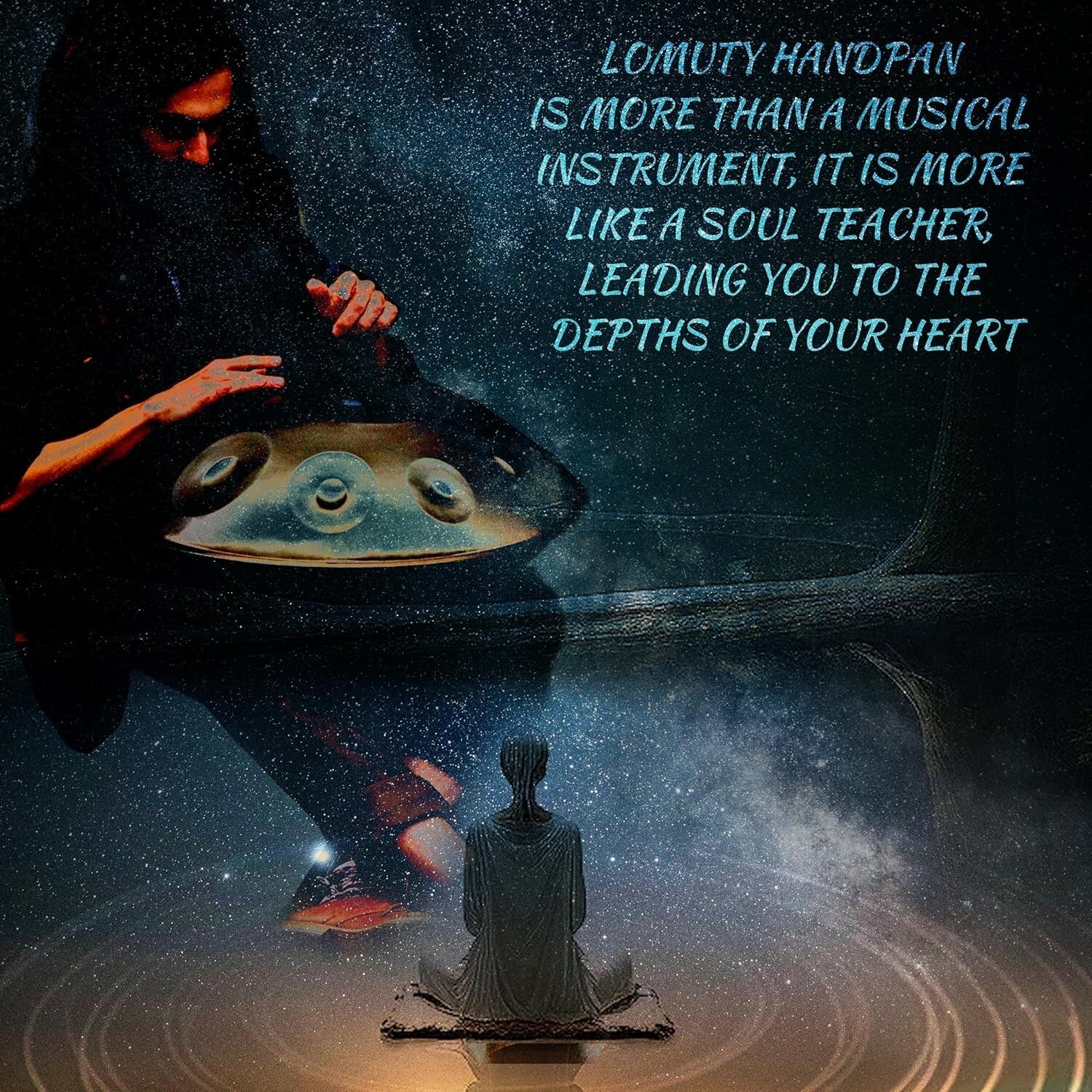 Portable 22" Black Hand Pan Drum Set - Ideal for Outdoor Performances & Healing