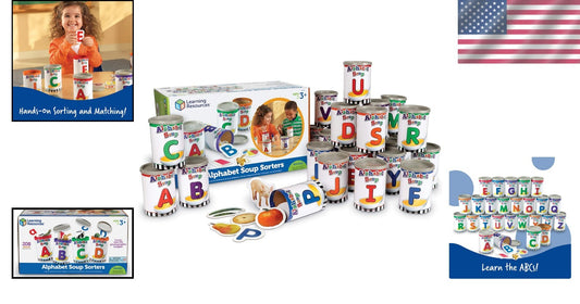 208-Piece Alphabet Soup Sorters for Early Literacy - Ages 3+, Colorful Learning
